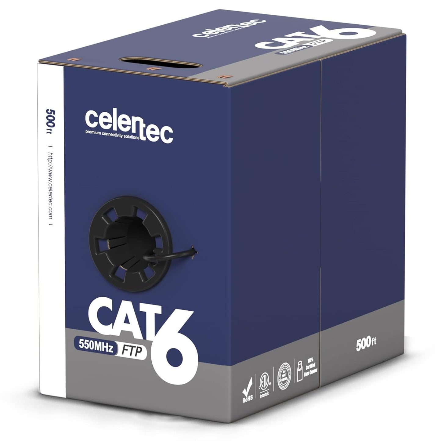 Celertec CAT6 Shielded Cable 500ft for High-Speed Networking