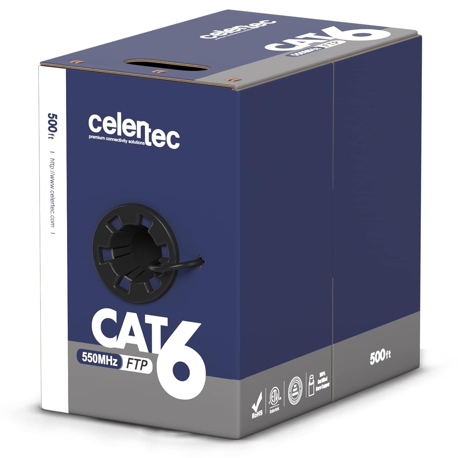 Celertec CAT6 Shielded Cable 500ft for High-Speed Networking