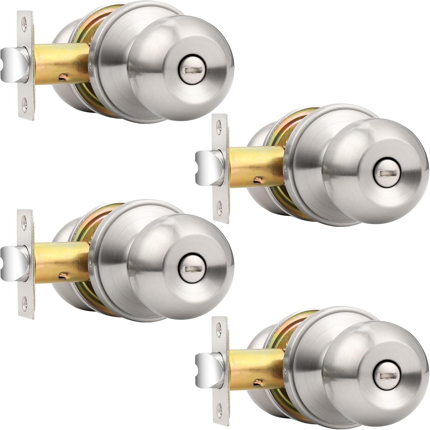 Probrico Interior Door Knobs 4 Pack with Modern Brushed Nickel Finish