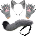 Wolf Fox Tail Clip Ears and Gloves Set Costume - Soft Faux Fur Fun