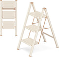 3 Step Ladder Folding Step Stool with Wide Anti-Slip Pedal - Compact