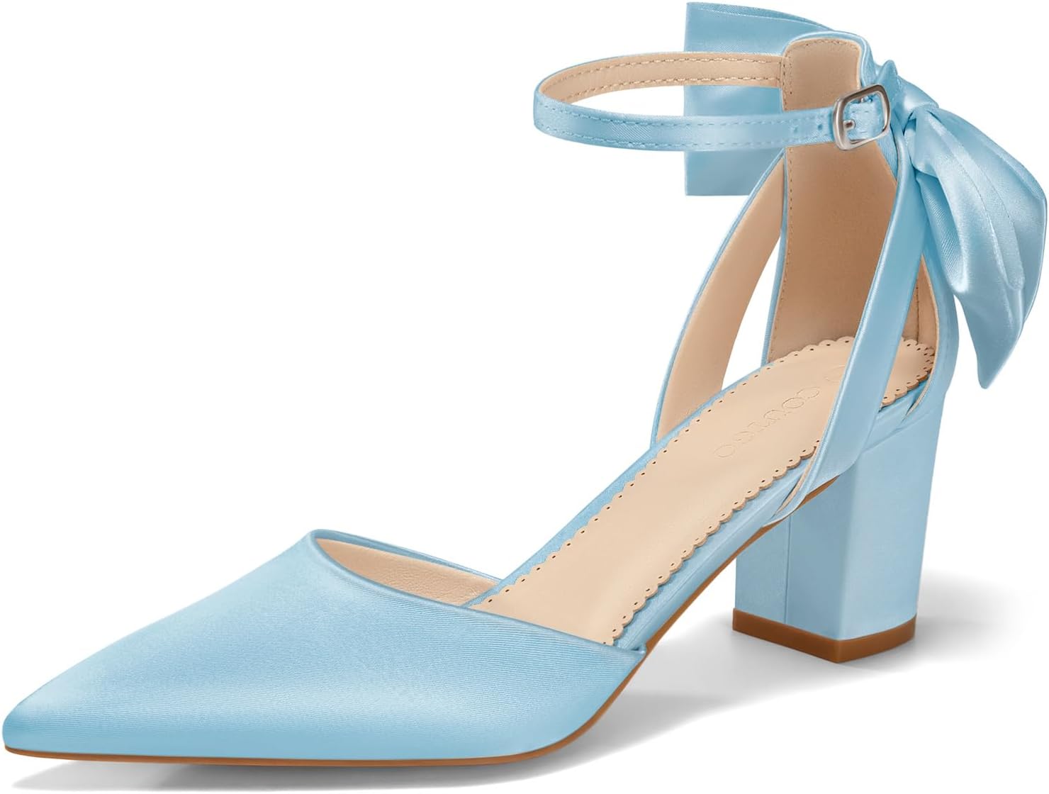 Coutgo Womens Chunky Heels Ankle Strap D'Orsay Pumps for Weddings
