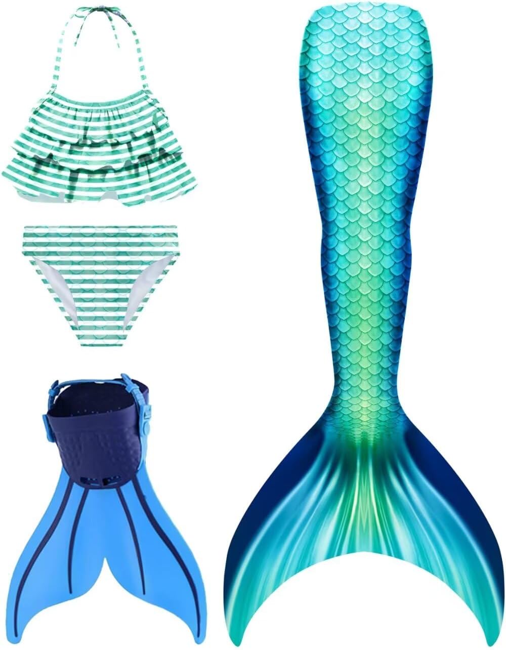 Mermaid Tails with Monofin for Girls and Boys Swimming Fun