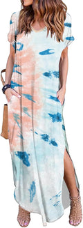 Women's Summer Maxi Dress with Pockets and Side Split - Casual Maxi