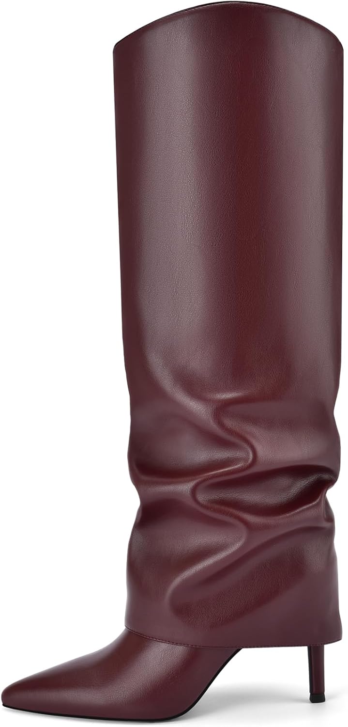 Vaslemuse Womens Fold Over Knee High Boots for Stylish Comfort