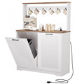 Double Tilt Out Trash Can Cabinet with Charging Station - Dual 20 gal
