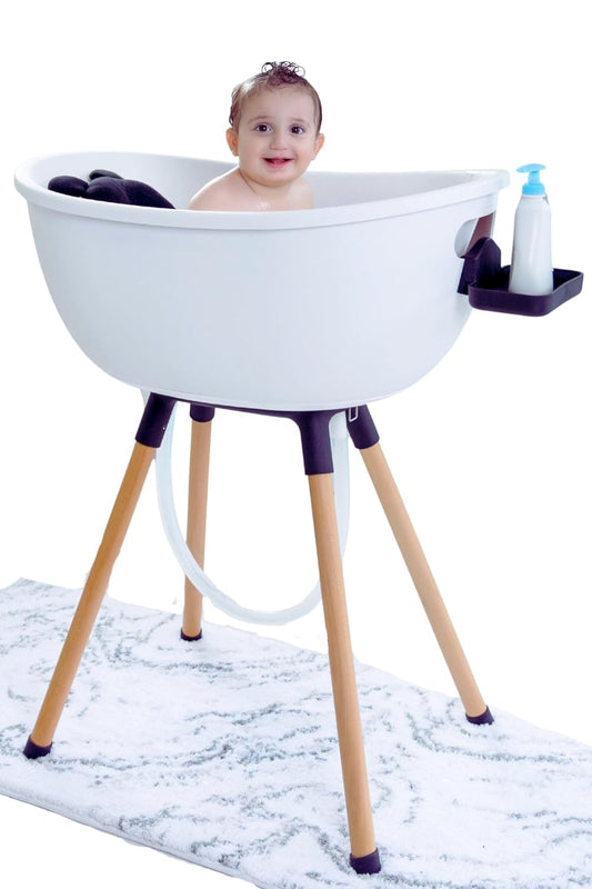 Luxury Baby Bathtub with Wooden Stand for Ergonomic Bathing