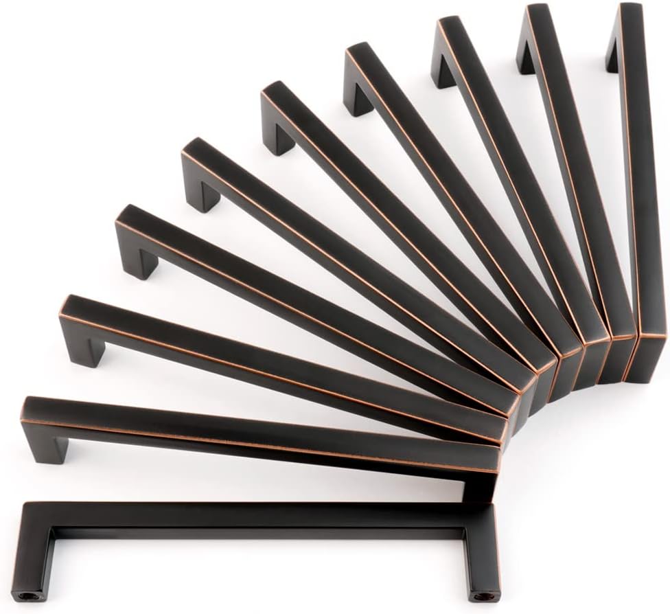 KOOFIZO Solid Square Bronze Kitchen Cabinet Handles for Home