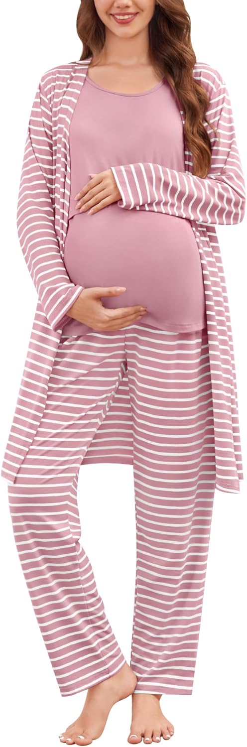 SWOMOG Maternity Nursing Robe Set for Comfortable Breastfeeding