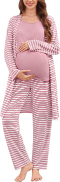 SWOMOG Maternity Nursing Robe Set 3 PCS - Comfortable (Style K26K)