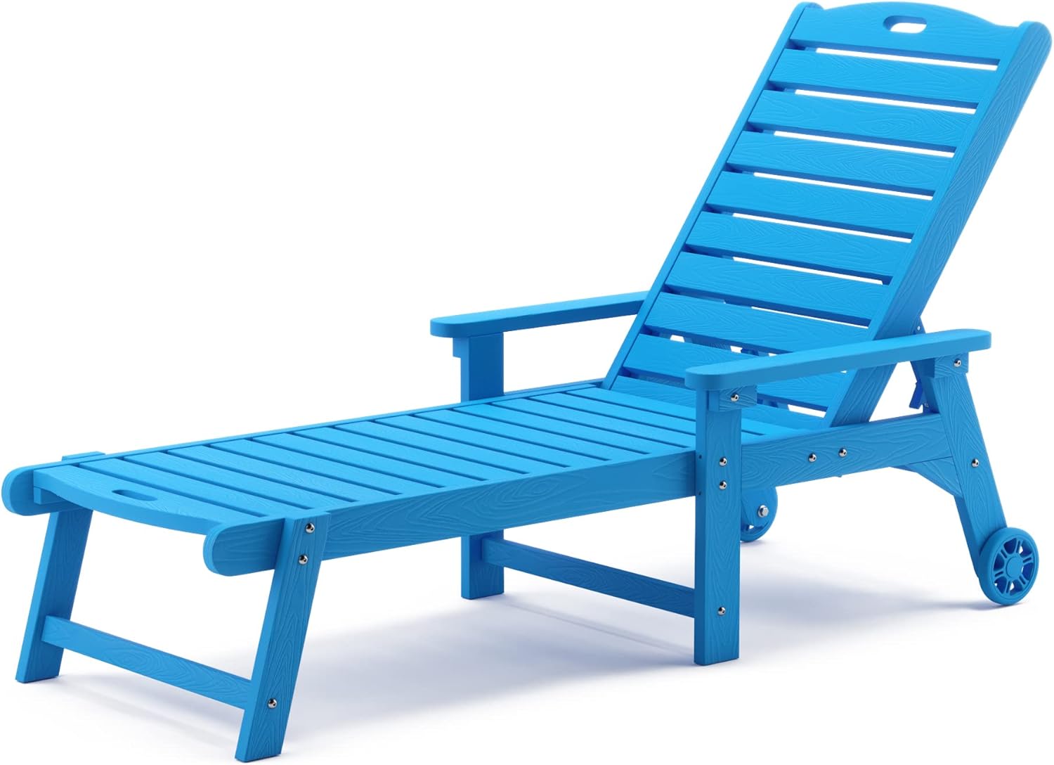 LUE BONA Outdoor Chaise Lounge with Adjustable Backrest and Wheels