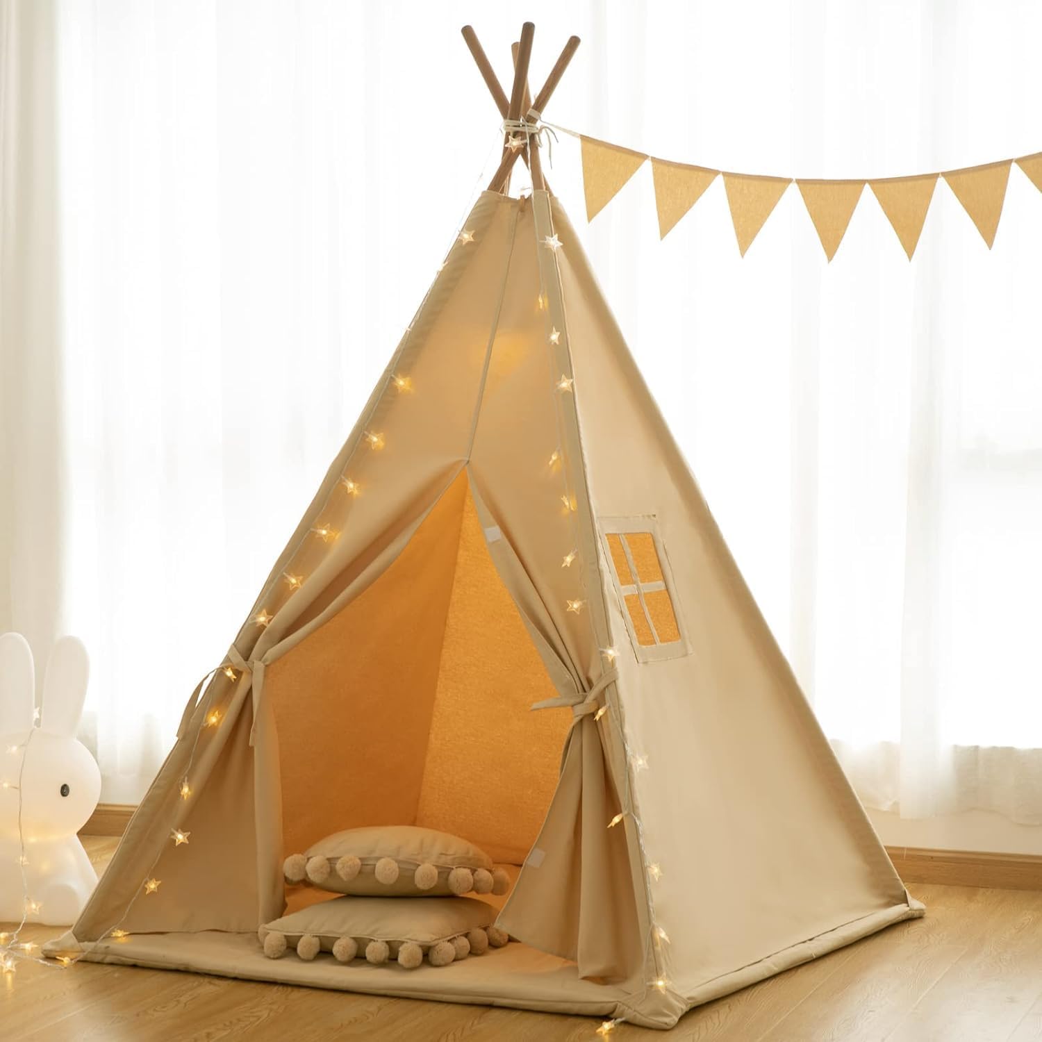 Portable Apricot Teepee Tent - Kids' Ultimate Play Space