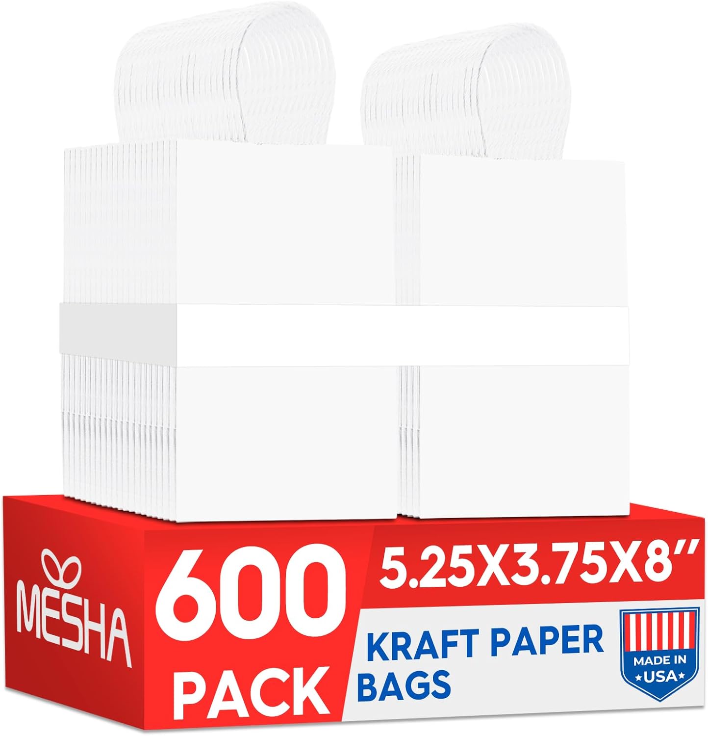 Mesha White Small Shopping Kraft Bags for All Occasions