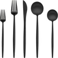 EUIRIO 30-Piece Silverware Set for 6 - Matte Grey Black Flatware