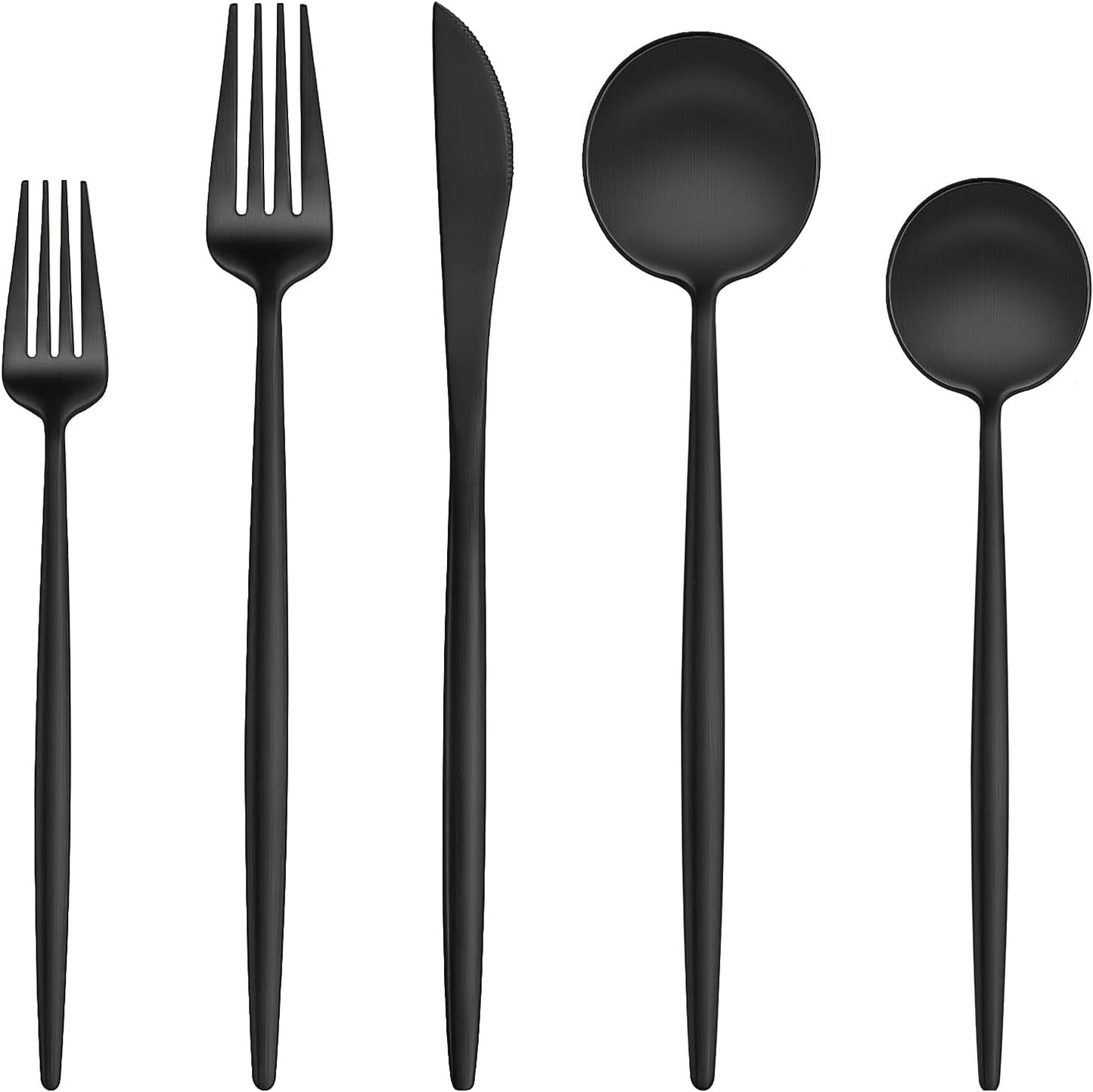 EUIRIO 30-Piece Silverware Set for 6, Modern Matte Black Cutlery