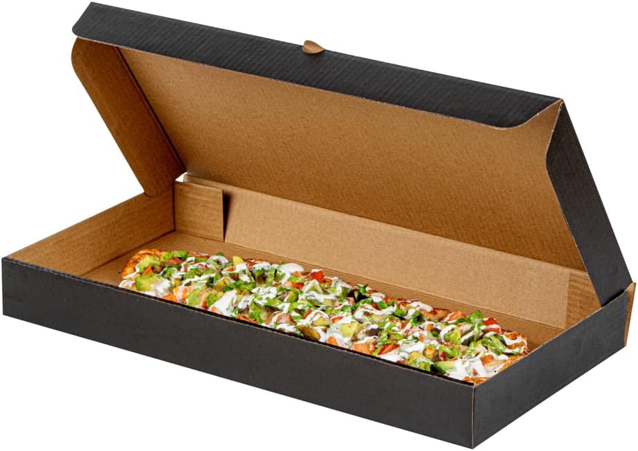 Eco Pie Flatbread Takeaway Boxes - 14 x 7 x 1.5 Inch Sturdy Design