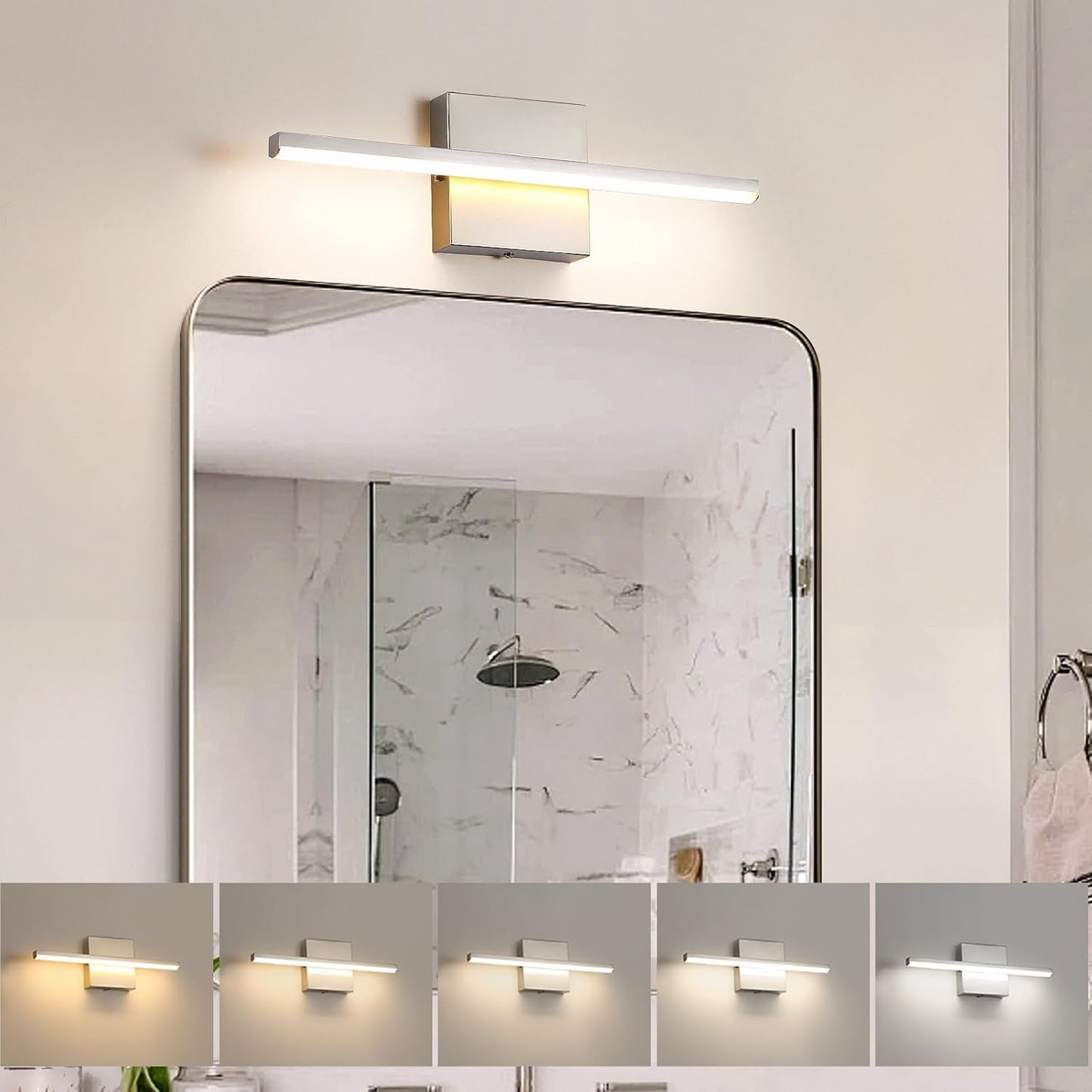 Modern Bathroom Vanity Light 16 Inch Brushed Nickel Fixture