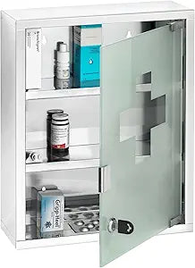 WENKO Medicine Cabinet with Lock for Stylish Bathroom Storage