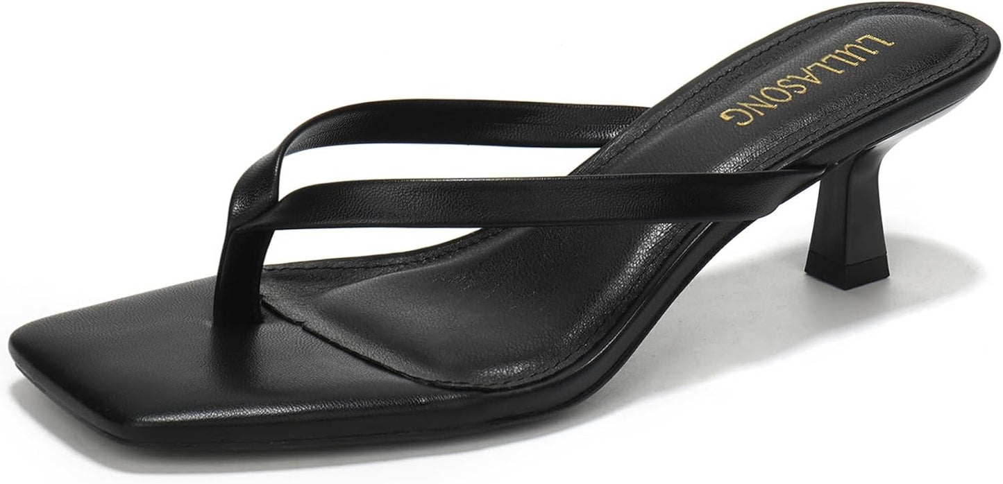 Women's Kitten Heels Sandals Square Open Toe Flip Flop Heels