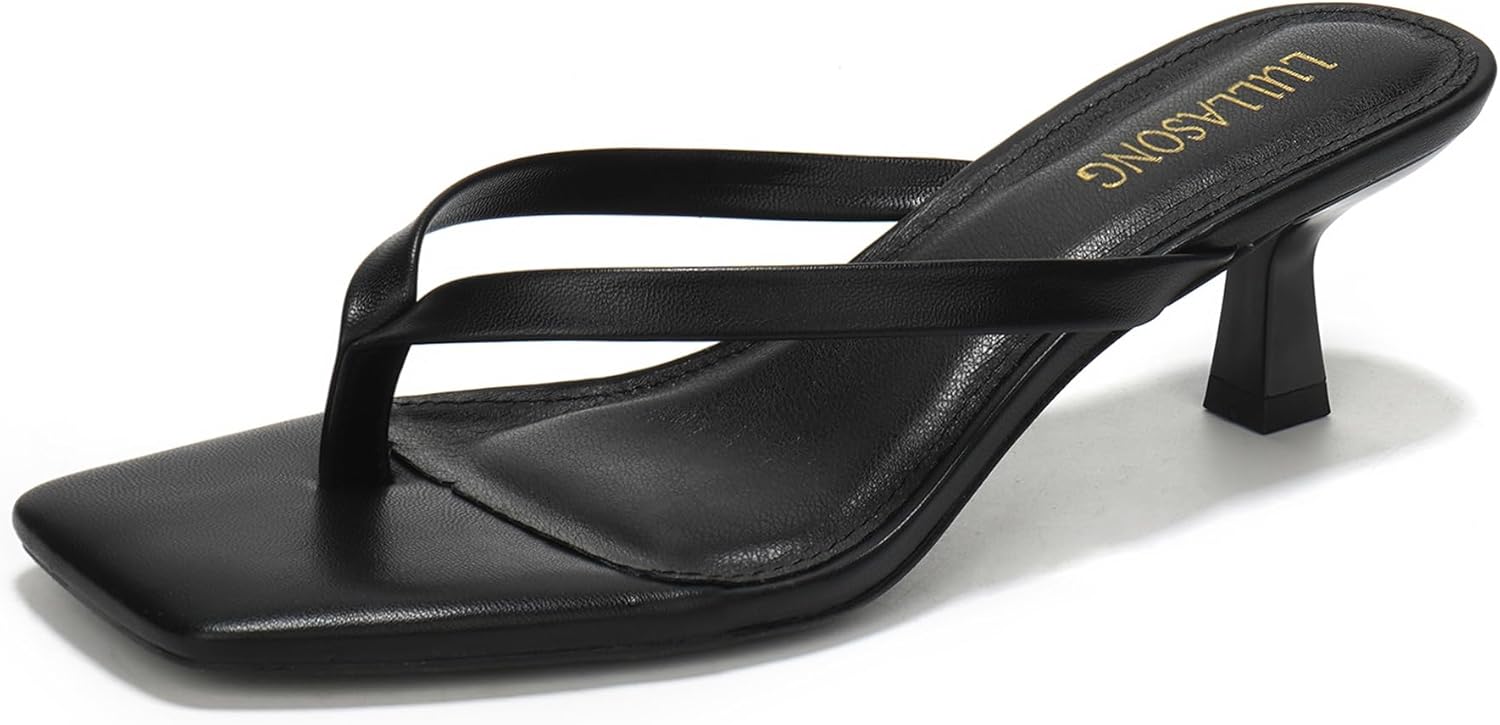 Women's Kitten Heels Sandals Square Open Toe Flip Flop Heels