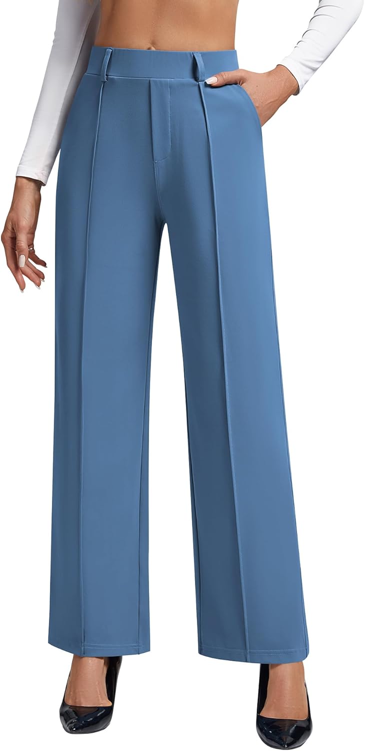 Stylish Wide Leg Dress Pants for Women with Pockets and Comfort