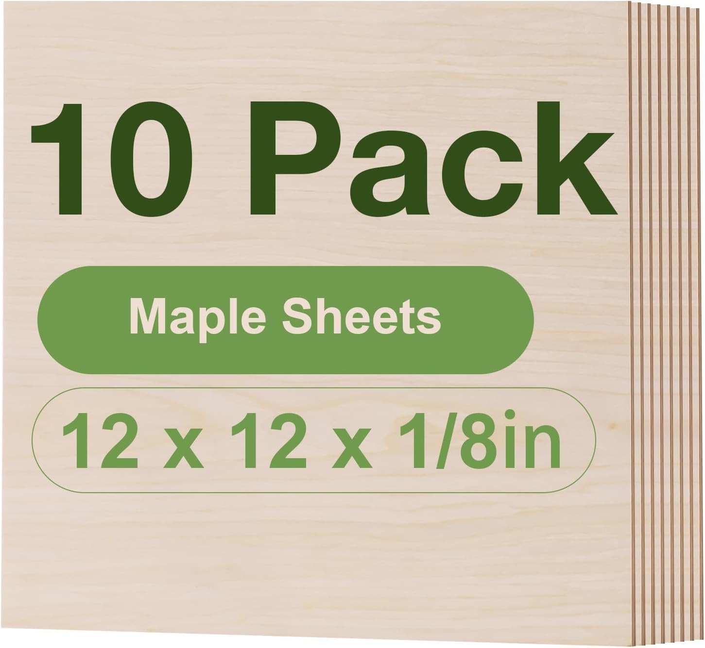 10 Pack Maple Plywood Sheets for Laser Cutting and Crafts