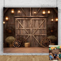 Western Cowboy Backdrop 10x8ft Rustic Barn Door Photo Background