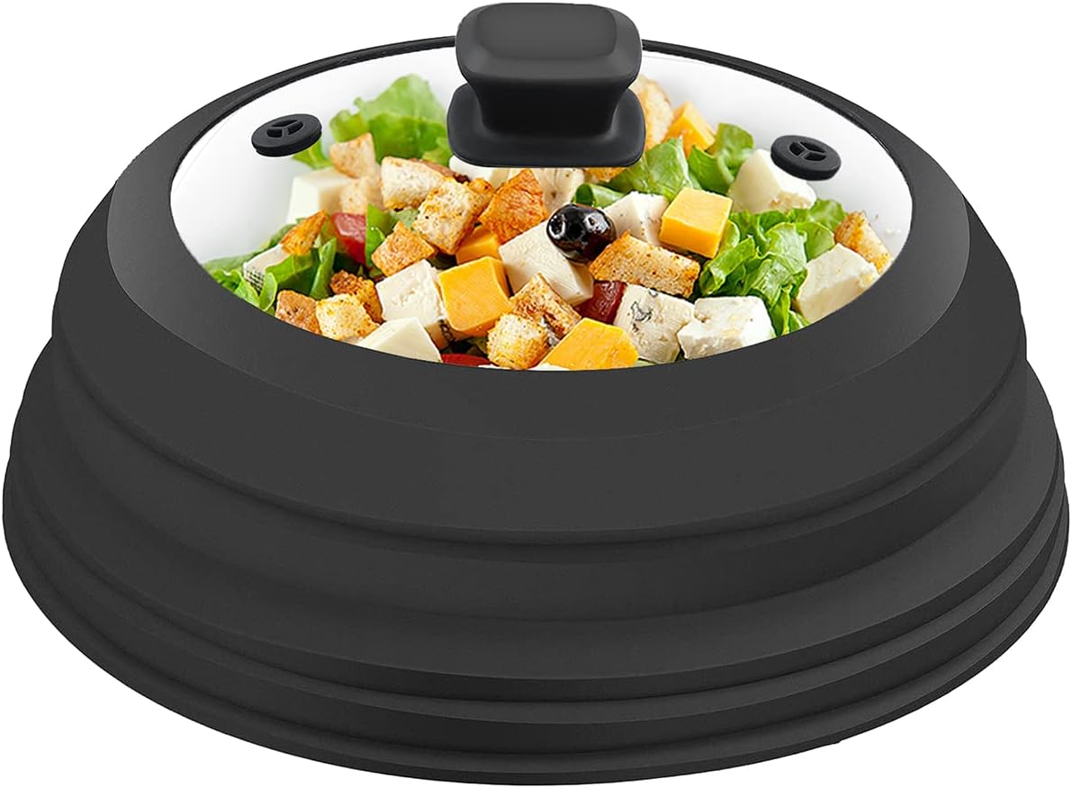 BPA Free Glass Microwave Cover, 11.8 Foldable Splash Guard by Goferoy