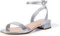 Women Black White Nude Clear Low Heel Ankle Strap Sandals - Classic