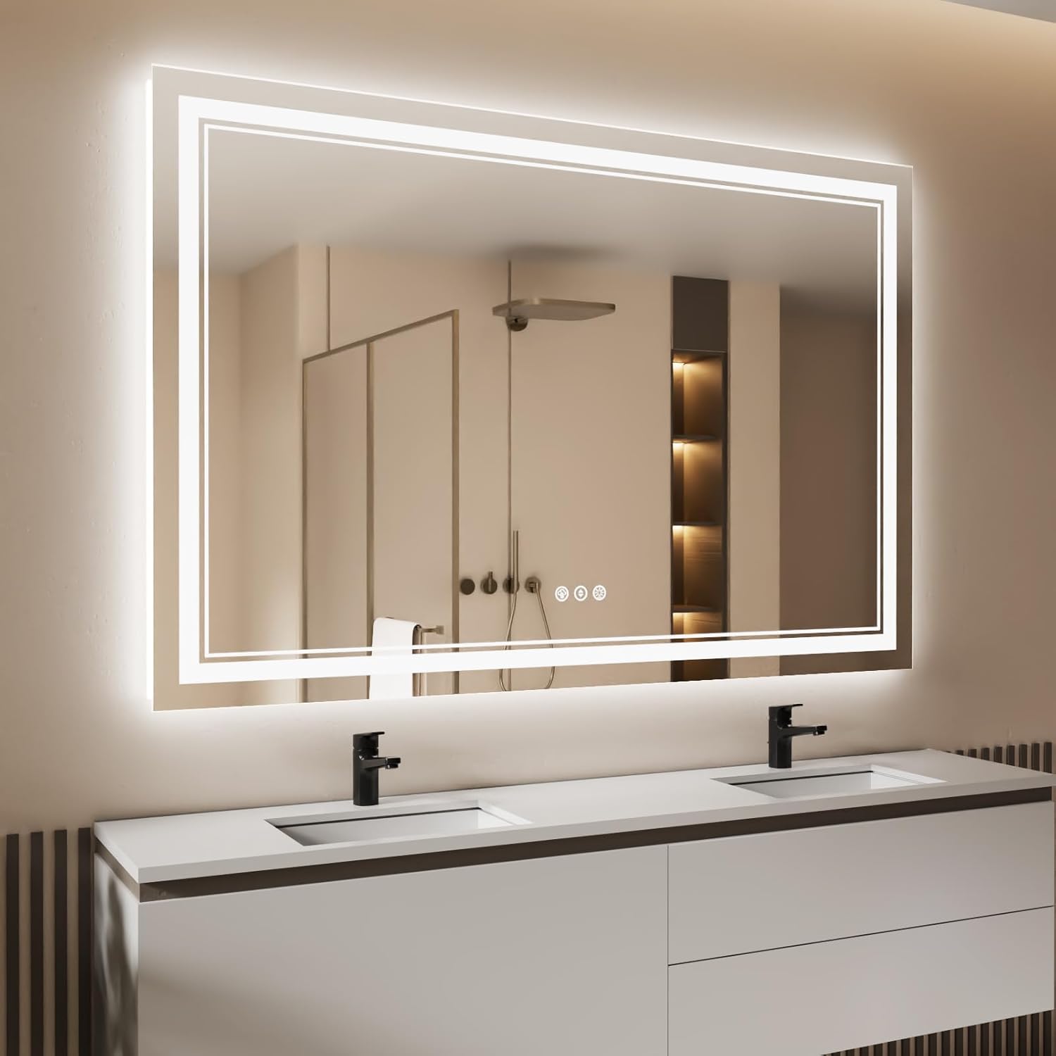 60x40 Inch LED Bathroom Mirror with Lights for Modern Spaces