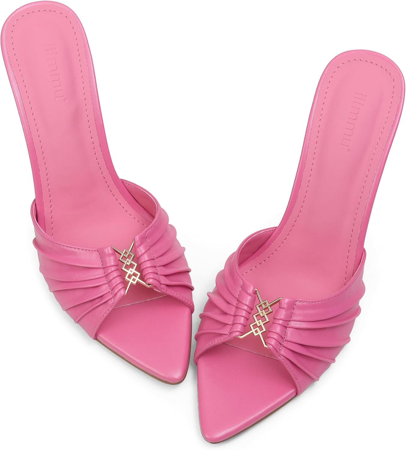 iiimmu 3.5 IN Stiletto Mules High Heels with Peep Toe Style