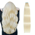 Tape in Hair Extensions Human Hair Platinum Blonde 18 in - Salon