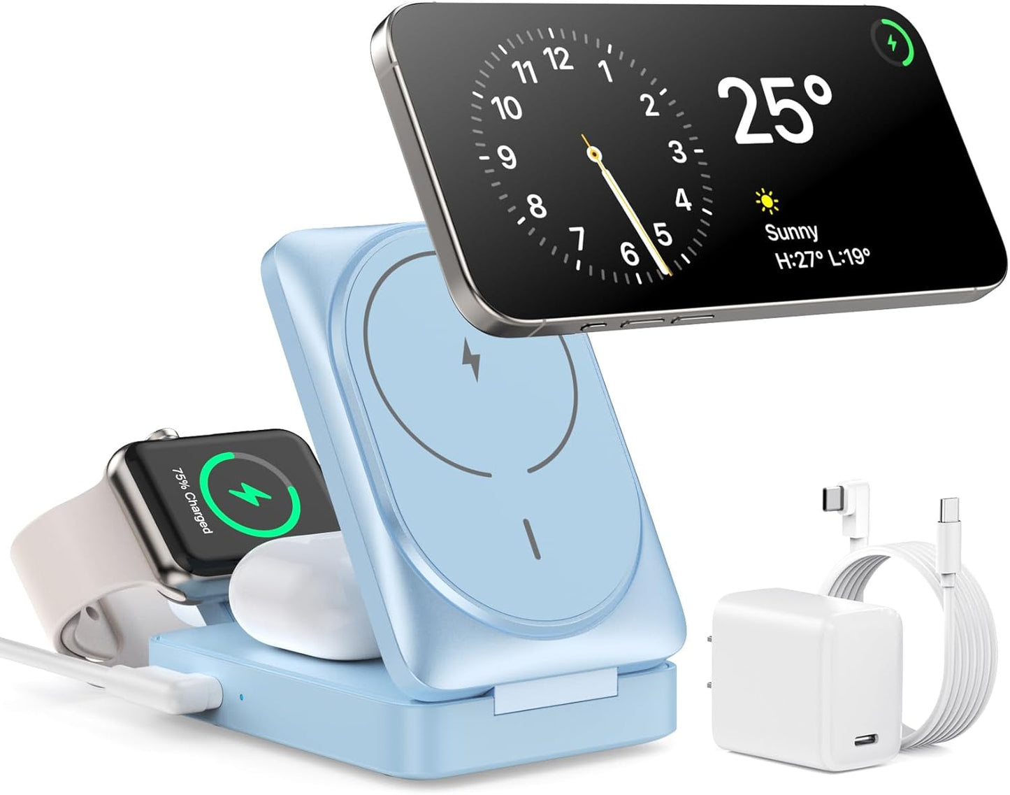 3-in-1 Wireless Charger for iPhone with Fast Charging Stand