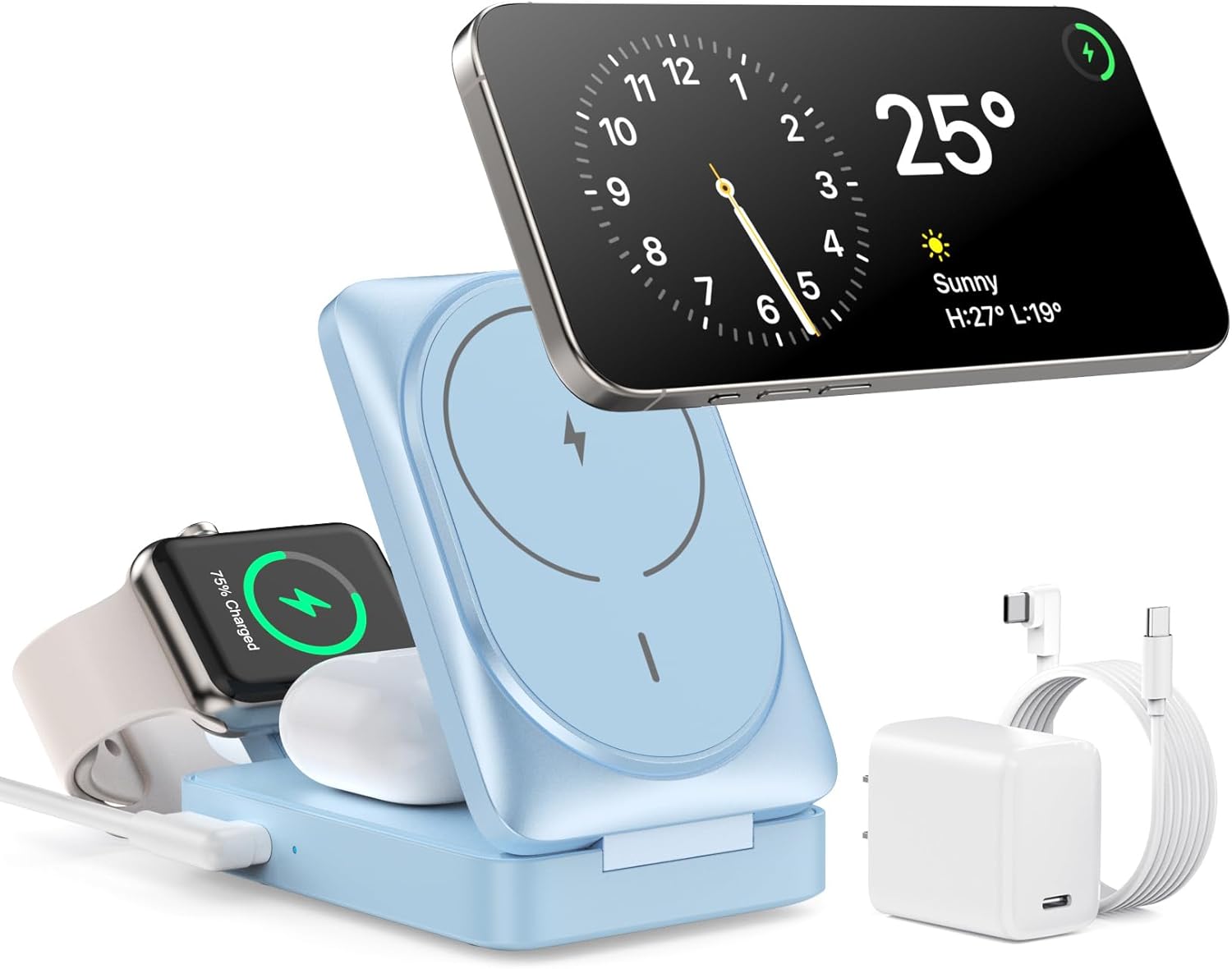 3-in-1 Wireless Charger for iPhone with Fast Charging Stand