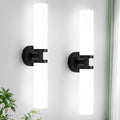 Wall Sconces Set of Two Matte Black with Milky White Glass - Modern