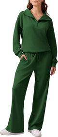 PINSPARK 2 Piece Sweatsuit Set - Oversized Half-Zip Tracksuit are