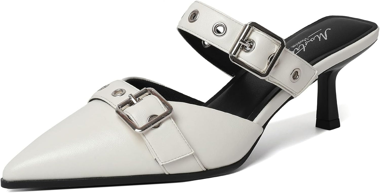 Mostrin Kitten Mules Heels for Women - Vintage Pointed Pumps