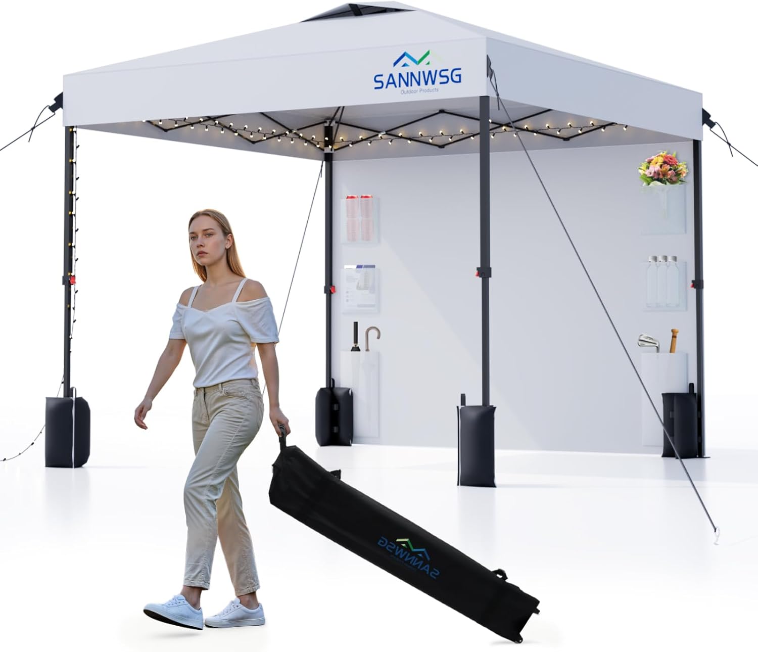 8X8 Pop Up Canopy Tent with Removable Sidewalls for Events
