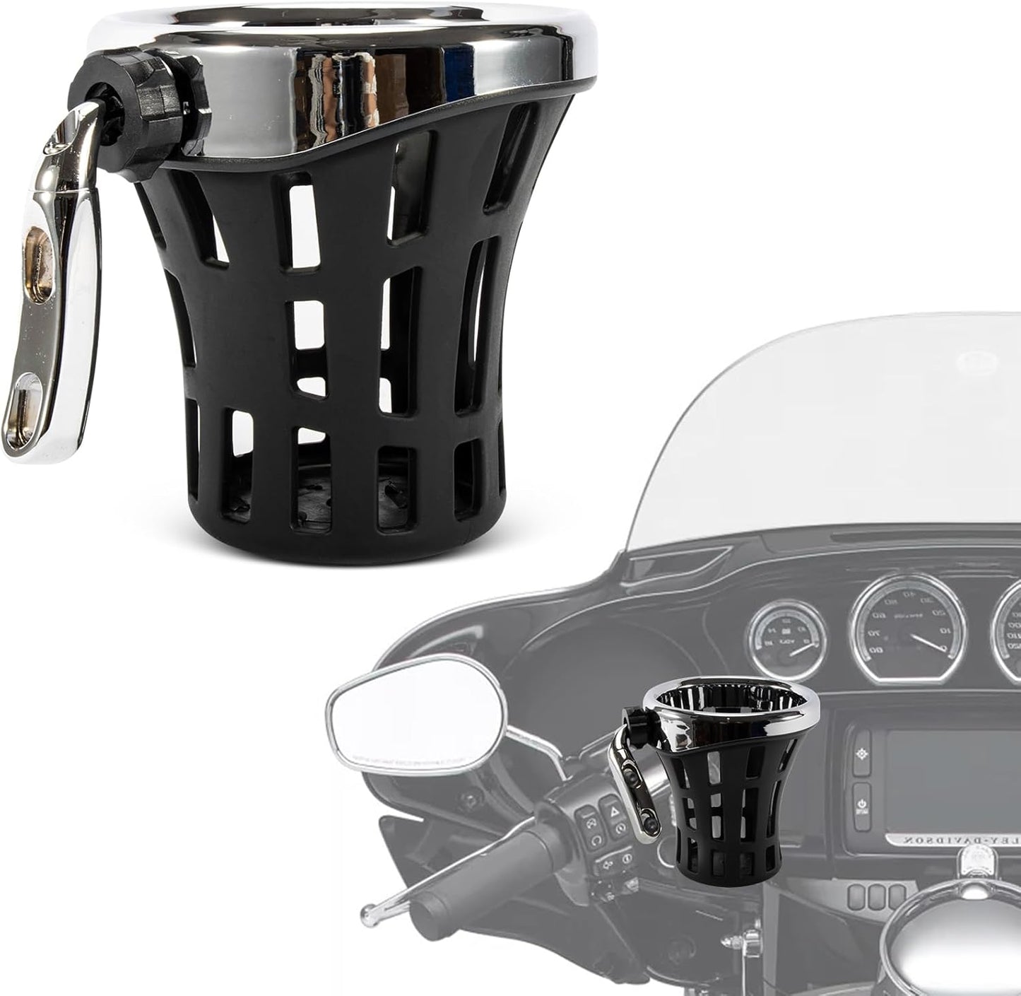 PSLER Motorcycle Handlebar Cup Holder for Dyna Softail Electra Glide