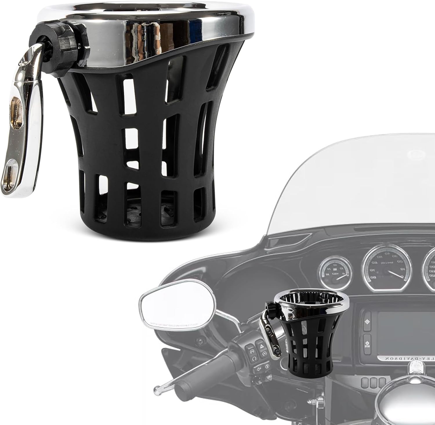 PSLER Motorcycle Handlebar Cup Holder for Dyna Softail Electra Glide