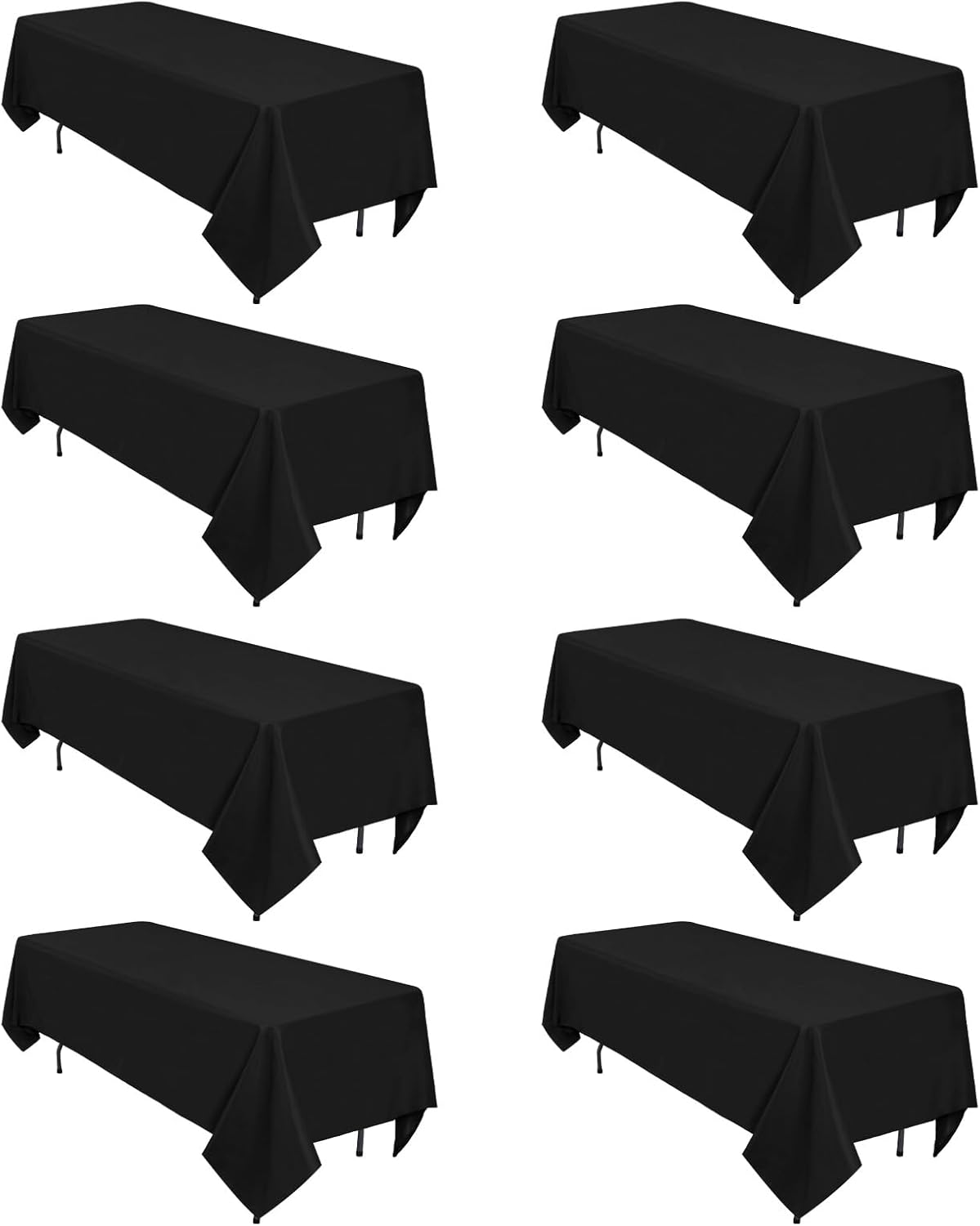 Black Tablecloths 60 x 102 Inch for Rectangle Tables - 8 Pack