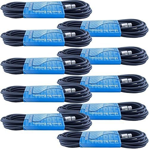 10 Pack of 25 Foot Male to Female XLR Microphone Cables