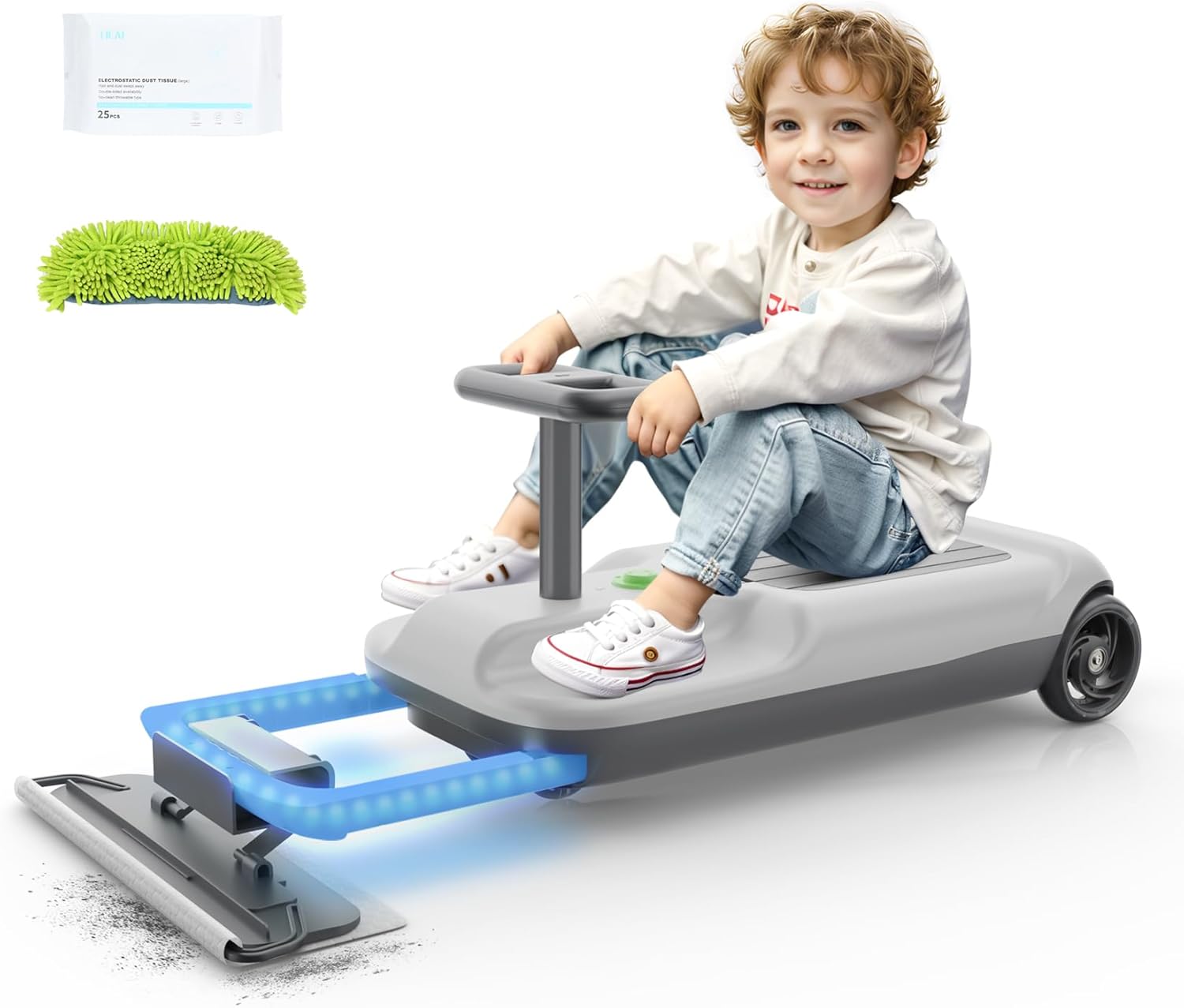 Go Kart with Floor Cleaning Function for Kids Ages 3