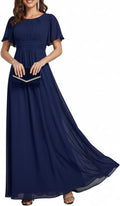 Ever-Pretty Elegant Round Neck Chiffon Bridesmaid Dress - Flowing Fit