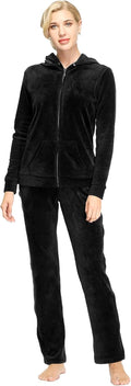 Dolcevida Womens Velour Sweatsuit Set - Soft Zip Hoodie & Wide Leg