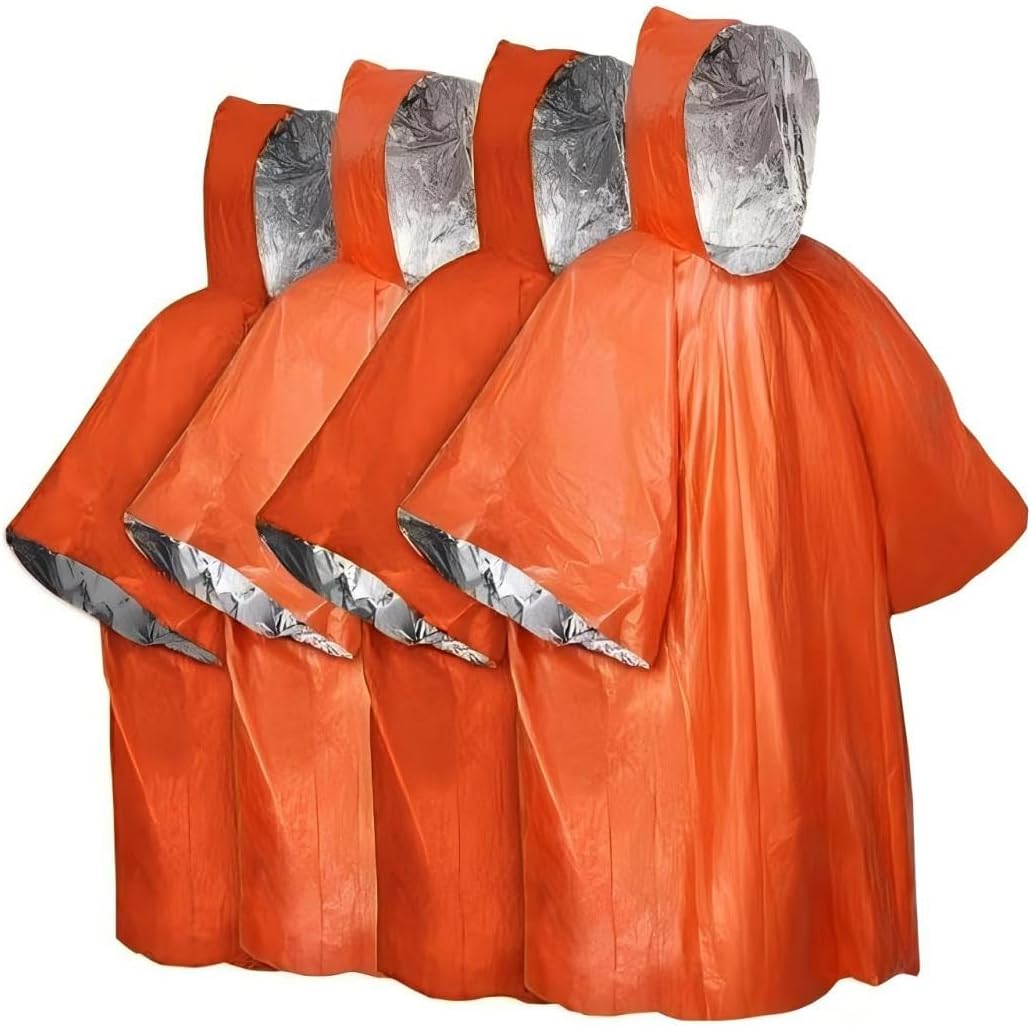 90% Body Heat Retention Emergency Rain Cloak Set - Camping & Hiking Essential!