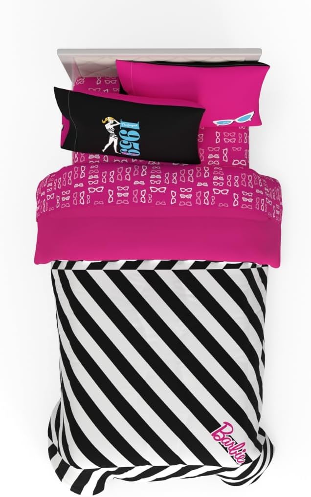 Barbie 1959 Super Soft Cozy Reversible Comforter Set for Twin