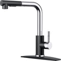 Kitchen Faucet with Pull Down Sprayer - Classic L-Shaped Black Chrome