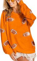 Womens Sparkle Football Sequin Rugby Sweatshirt - Game Day Comfort