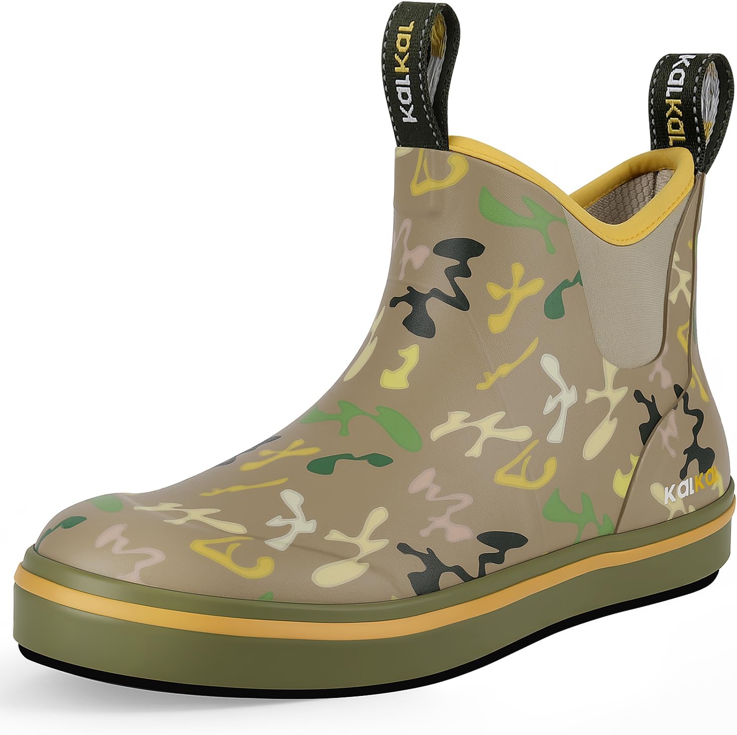 Kalkal Men's Deck Boots: Waterproof Fishing Rain Boots for Comfort